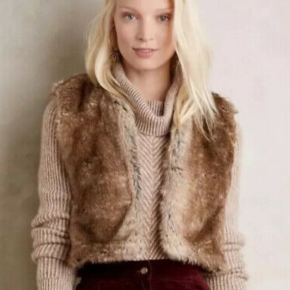 Anthropologie illia faux fur vest